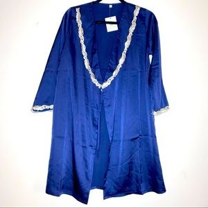 NWT Boho Blu Royal Blue Embroidered lace Detail Robe or Kimono